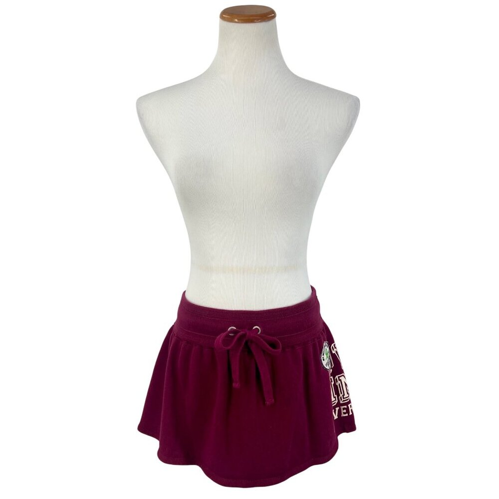 RARE Vintage Y2K Victoria's Secret PINK Burgundy Logo Mini Skirt - Picture 4 of 16